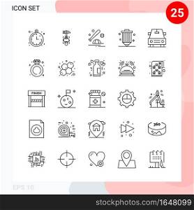 Vector Pack of 25 Icons in Line Style. Creative Outline Pack isolated on White Background for Web and Mobile.. Creative Black Icon vector background