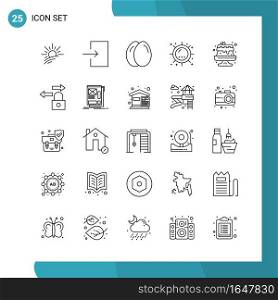 Vector Pack of 25 Outline Symbols. Line Style Icon Set on White Background for Web and Mobile.. Creative Black Icon vector background