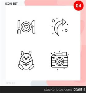Vector Pack of 4 Icons in Line Style. Creative Outline Pack isolated on White Background for Web and Mobile.. Creative Black Icon vector background