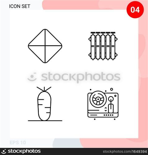 Vector Pack of 4 Icons in Line Style. Creative Outline Pack isolated on White Background for Web and Mobile.. Creative Black Icon vector background