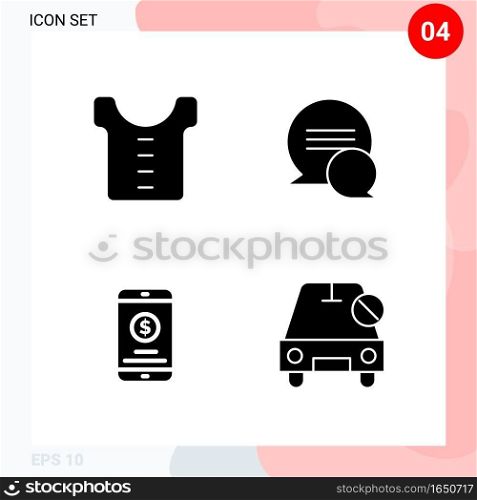 Vector Pack of 4 Icons in Solid Style. Creative Glyph Pack isolated on White Background for Web and Mobile.. Creative Black Icon vector background
