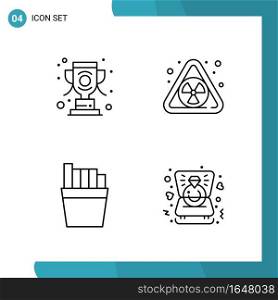 Vector Pack of 4 Outline Symbols. Line Style Icon Set on White Background for Web and Mobile.. Creative Black Icon vector background