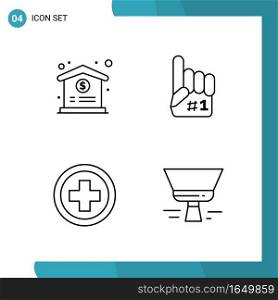 Vector Pack of 4 Outline Symbols. Line Style Icon Set on White Background for Web and Mobile.. Creative Black Icon vector background