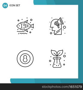 Vector Pack of 4 Outline Symbols. Line Style Icon Set on White Background for Web and Mobile.. Creative Black Icon vector background