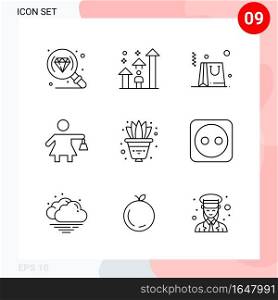 Vector Pack of 9 Icons in Line Style. Creative Outline Pack isolated on White Background for Web and Mobile.. Creative Black Icon vector background