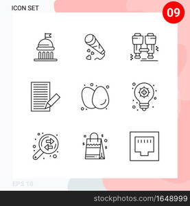 Vector Pack of 9 Icons in Line Style. Creative Outline Pack isolated on White Background for Web and Mobile.. Creative Black Icon vector background