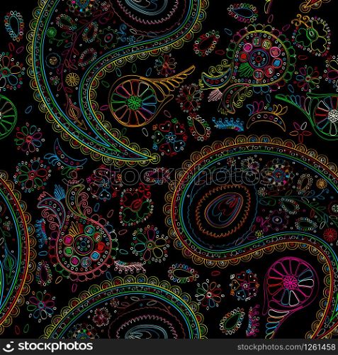 Vector pailsey seamless pattern in colors