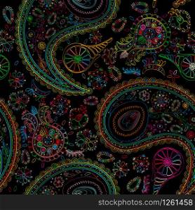 Vector pailsey seamless pattern in colors