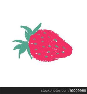 Vector paint strawberry. Summer brush fruit. Isolated organic diet food. Vegetarian sweet detox meal. Logo. Modern tasty berry. Illustration