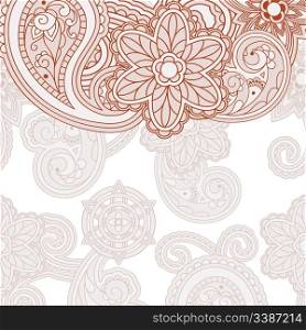 vector paisley background with frame for your text