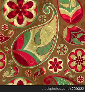 vector paisley background with grunge