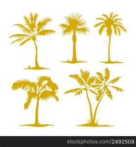 Vector palm contours isolated on white. Illustration set