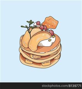 Vector pancakes illustration on pastel background. . Vector pancakes illustration 