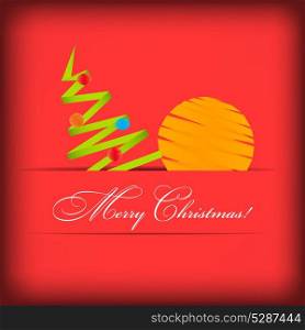 Vector Paper card with Christmas tree. EPS 10.