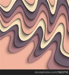 Vector paper cut waves modern background. Trendy craft style illustration. 3d effect imitation. Vector paper cut waves modern background.