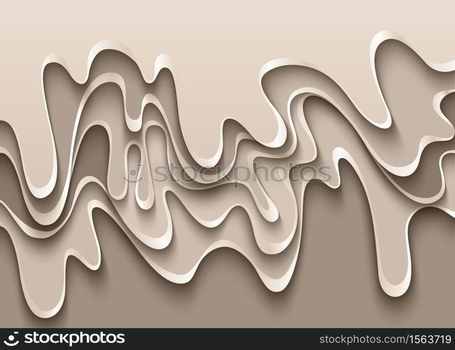 Vector paper cut waves modern background. Trendy craft style illustration. 3d effect imitation. Vector paper cut waves modern background.