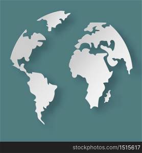 vector paper cut world map on blue background