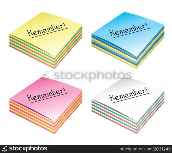vector paper note cubes