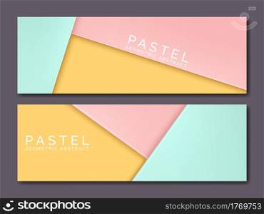 Vector Paper Overlapping Effect Geometric Abstract Web Banner, Headline or Voucher Background in Pastel Colors.
