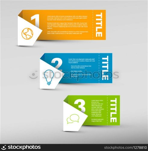 Vector Paper Progress background / product choice or versions - orange, blue and green vertical version