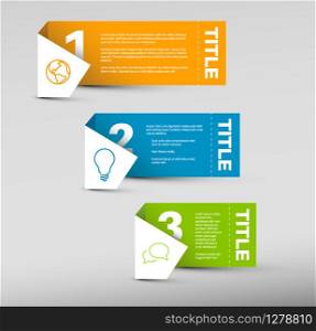 Vector Paper Progress background / product choice or versions - orange, blue and green vertical version