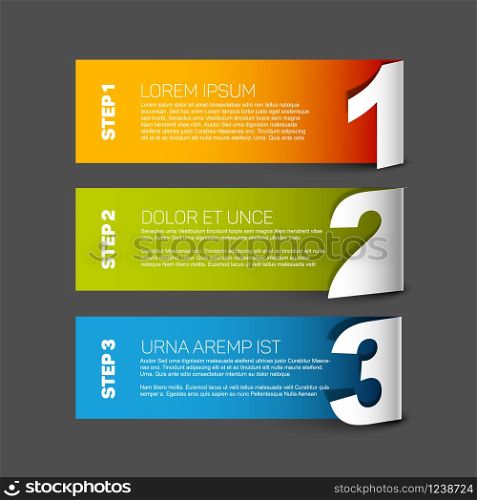 Vector Paper Steps Progress background / product choice or versions. One two three - vector progress background