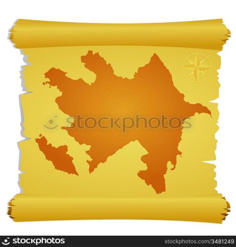 Vector parchment with a silhouette of Azerbaijan