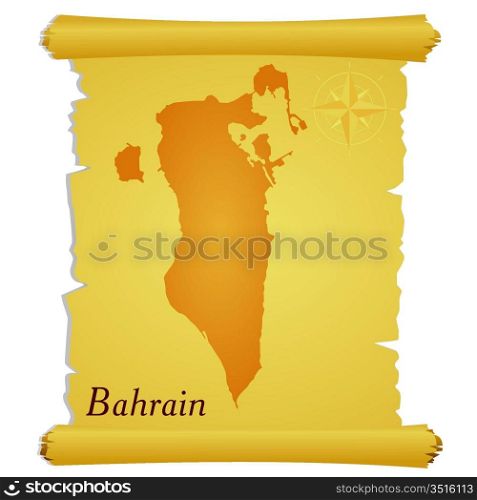 Vector parchment with a silhouette of Bahrain