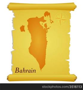 Vector parchment with a silhouette of Bahrain