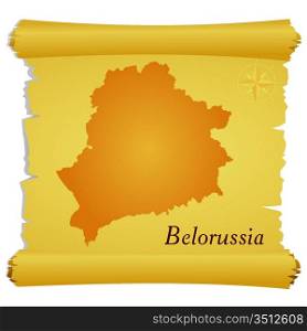 Vector parchment with a silhouette of Belarus