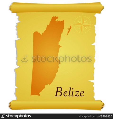 Vector parchment with a silhouette of Belize