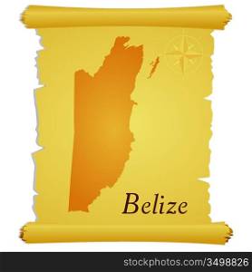Vector parchment with a silhouette of Belize