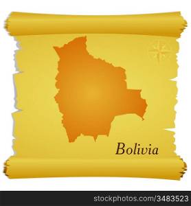 Vector parchment with a silhouette of Bolivia