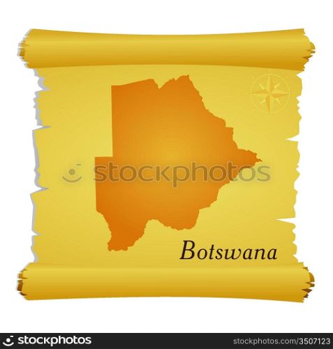 Vector parchment with a silhouette of Botswana