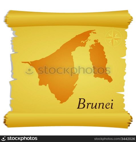 Vector parchment with a silhouette of Brunei