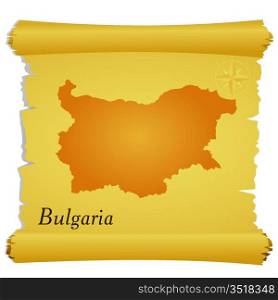 Vector parchment with a silhouette of Bulgaria