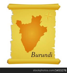 Vector parchment with a silhouette of Burundi