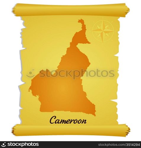 Vector parchment with a silhouette of Cameroon