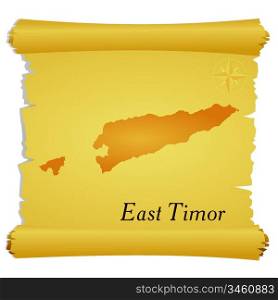 Vector parchment with a silhouette of East Timor