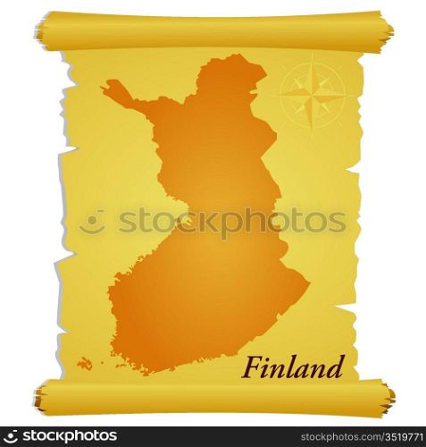 Vector parchment with a silhouette of Finland