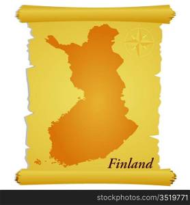 Vector parchment with a silhouette of Finland
