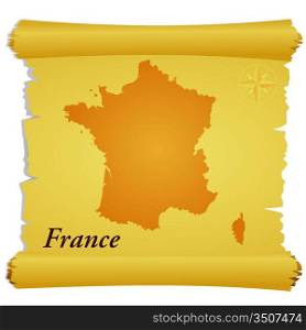 Vector parchment with a silhouette of France