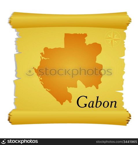 Vector parchment with a silhouette of Gabon