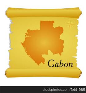 Vector parchment with a silhouette of Gabon
