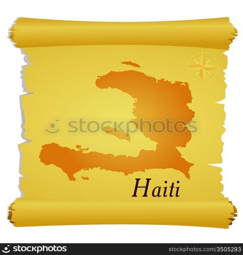 Vector parchment with a silhouette of Haiti