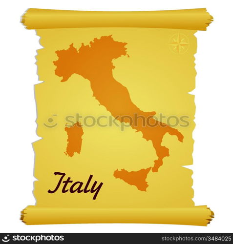 Vector parchment with a silhouette of Italy