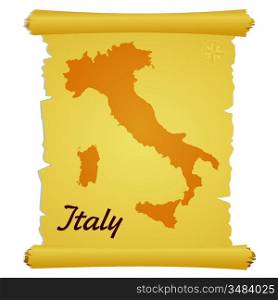 Vector parchment with a silhouette of Italy