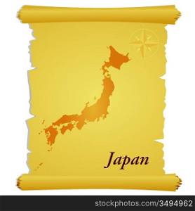 Vector parchment with a silhouette of Japan