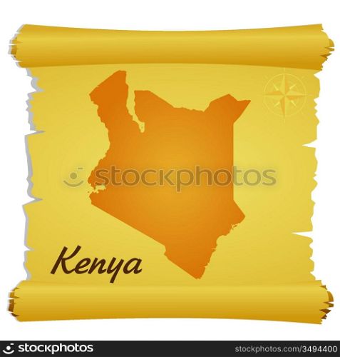 Vector parchment with a silhouette of Kenya