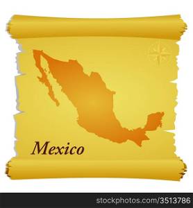 Vector parchment with a silhouette of Mexico